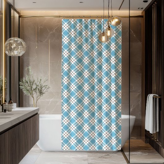 Rideaux De Douche Bold Blue & Yellow Plaid Shower Curtain Gift Man