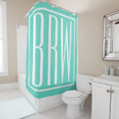 Rideaux De Douche Bold Modern | White on aqua (En situation)