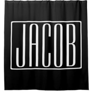 Rideaux De Douche Bold & Modern Your name or Word White On Black