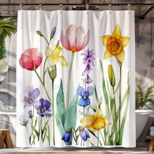 Rideaux De Douche Bold Multi-Color Spring Wildflowers
