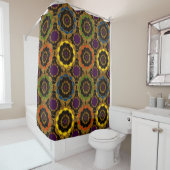 Rideaux De Douche Bold Retro Mandala Hippie Boho Motif à fleurs (En situation)