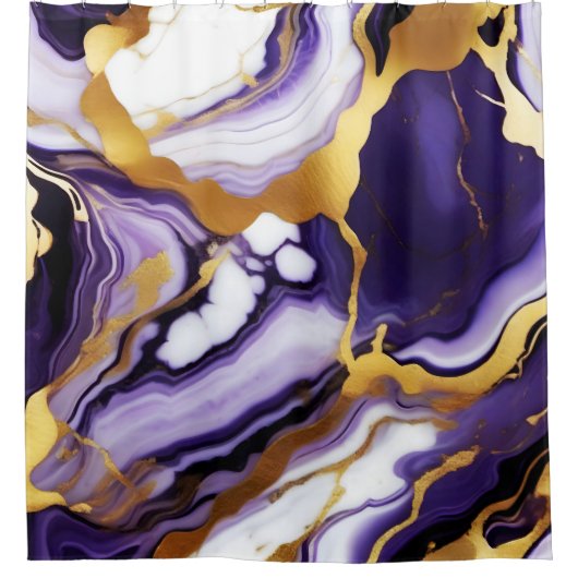 Rideaux De Douche Bold Trendy purple yellow Gold faux marble (Devant)