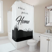 Rideaux De Douche Bon pour être à la maison noir blanc calligraphie  (En situation)
