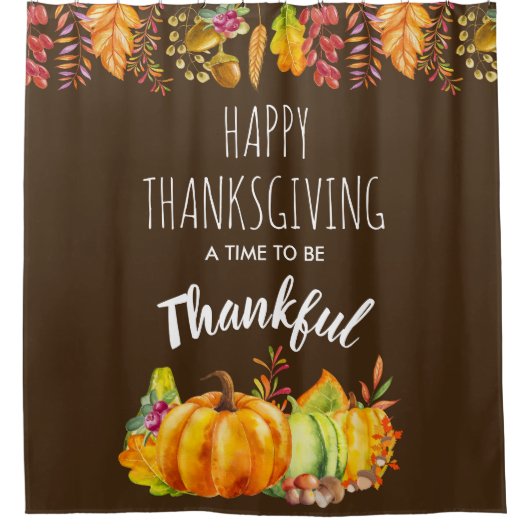 Rideaux De Douche Bon thanksgiving Citrouilles et feuillage d'automn (Devant)