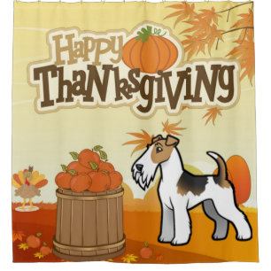 Rideaux De Douche Bon thanksgiving Fil Fox Terrier