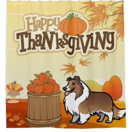 Rideaux De Douche Bon thanksgiving Shetland Sheepdog (Devant)
