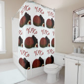 Rideaux De Douche Bonbon Valentin XOXO et chocolat noir (En situation)
