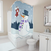 Rideaux De Douche Bonhomme de neige et Noël de bas (En situation)