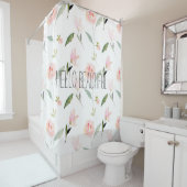 Rideaux De Douche Bonjour belle aquarelle Floral (En situation)