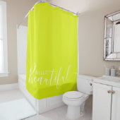 Rideaux De Douche Bonjour belle Chartreuse White Girly  (En situation)