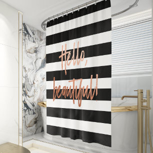 Rideaux De Douche Bonjour Belle Rayure Or Rose