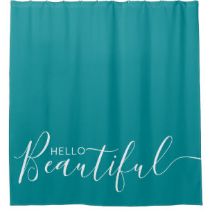 Rideaux De Douche Bonjour belle Turquoise fille blanche