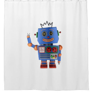 Rideaux De Douche Bonjour de ondulation de robot bleu de jouet