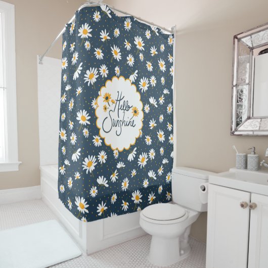 Rideaux De Douche Bonjour Sunshine Classic Yellow Daisy Flowers (En situation)