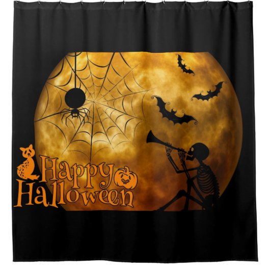 Rideaux De Douche Bonne Pleine lune d'Halloween (Devant)
