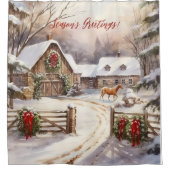 Rideaux De Douche Bonnes Fêtes Rustic Victorian Yard Noël (Devant)