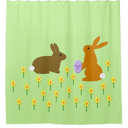 Rideaux De Douche Bonnets de Pâques et jonquilles (Devant)