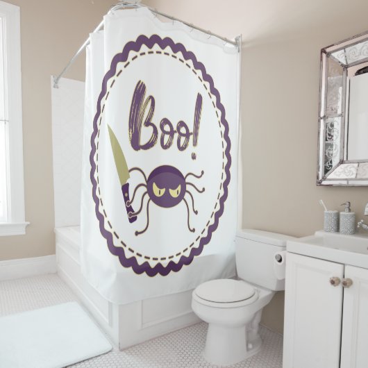 Rideaux De Douche Boo drôle Halloween personnage d'araignée main (En situation)