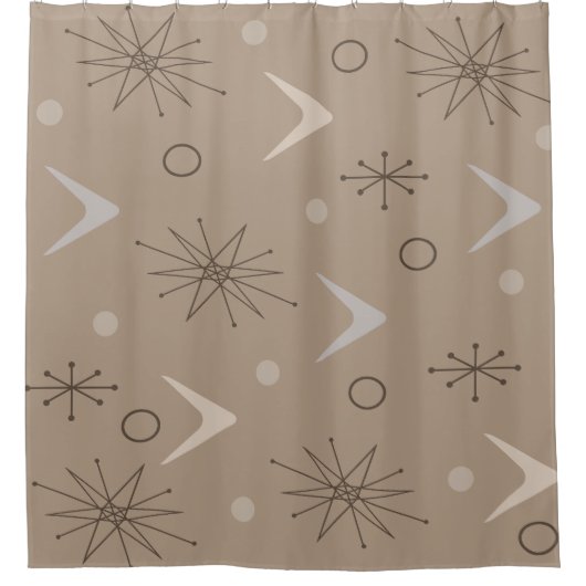 Rideaux De Douche Boomerangs de l'âge atomique Starbursts Earth Tone (Devant)