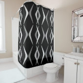 Rideaux De Douche Boomerangs du milieu du siècle noir gris (En situation)