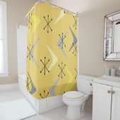 Rideaux De Douche Boomerangs du milieu du siècle Starbursts Jaune (En situation)