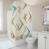 Rideaux De Douche Boomerangs du milieu du siècle Starbursts Multicol (En situation)