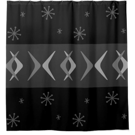 Rideaux De Douche Boomerangs modernes du milieu du siècle Noir (Devant)
