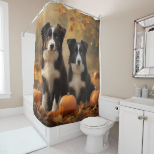 Rideaux De Douche Border Collie Chiot Automne Délice Citrouille