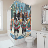 Rideaux De Douche Border Collie Dogs Christmas Snow Holiday (En situation)