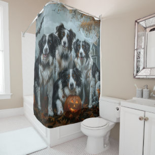 Rideaux De Douche Border Collie Nuit d'Halloween Délice Canin