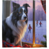 Rideaux De Douche Border Collie With Christmas Lights Holiday (Devant)
