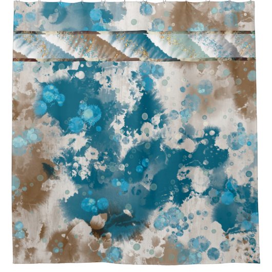 Rideaux De Douche Bordure Abstraite de vague côtière (Devant)