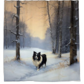 Rideaux De Douche Bordure Collie Laisser neiger Noël (Devant)