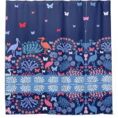 Rideaux De Douche Bordure de jardin papillon oiseau fleurs (Devant)