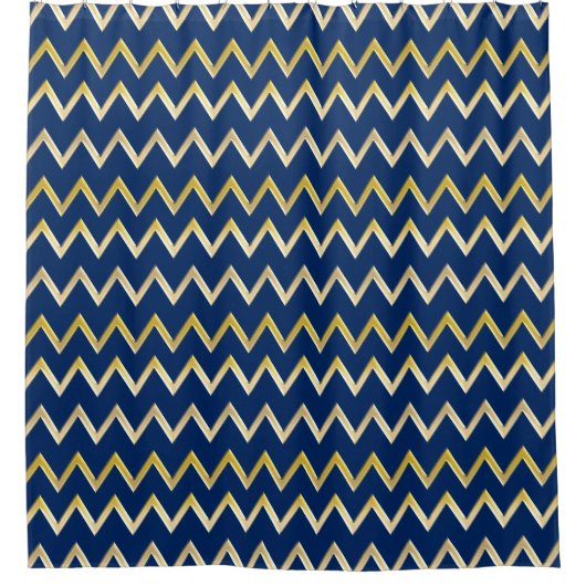Rideaux De Douche Bordure d'or - zigzag + votre dos et vos idées (Devant)