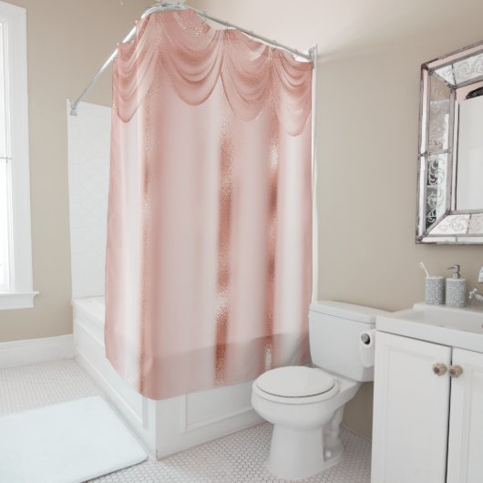 Rideaux De Douche Bordure élégante Rose Gold Drop Valance (En situation)