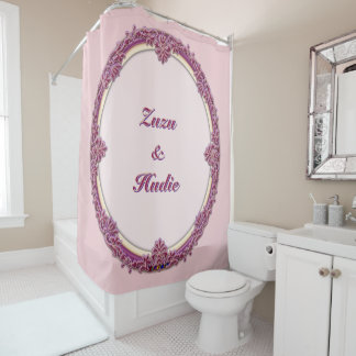 Rideaux De Douche Bordure Fantaisie Violet/Rose Et Crème Personnalis