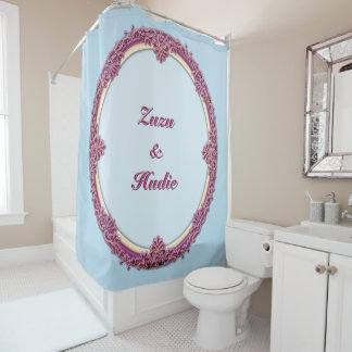 Rideaux De Douche Bordure Fantaisie Violet/Rose Et Crème Personnalis