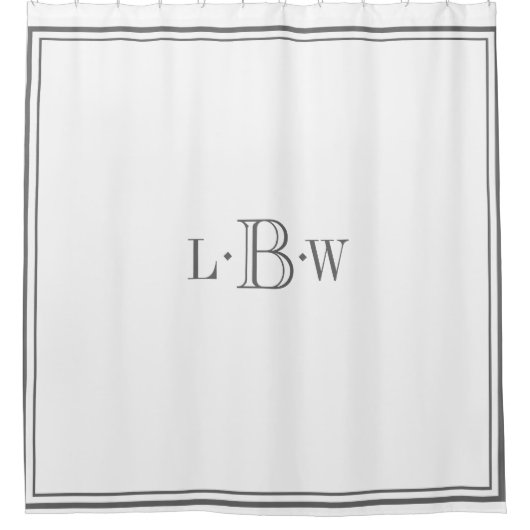 Rideaux De Douche Bordure gris classique Monogramme (Devant)