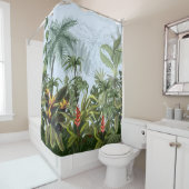 Rideaux De Douche Bordure transparente avec jungle et fleurs. Vin (En situation)