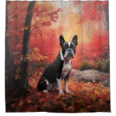 Rideaux De Douche Boston Terrier à l'automne Leaves automne Inspire (Devant)
