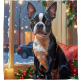 Rideaux De Douche Boston Terrier avec Noël Lumières (Devant)