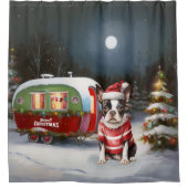 Rideaux De Douche Boston Terrier Caravan Christmas Adventure (Devant)