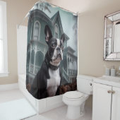 Rideaux De Douche Boston Terrier Halloween effrayant (En situation)