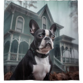 Rideaux De Douche Boston Terrier Halloween effrayant (Devant)