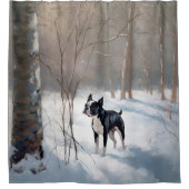 Rideaux De Douche Boston Terrier Laisser neiger Noël (Devant)