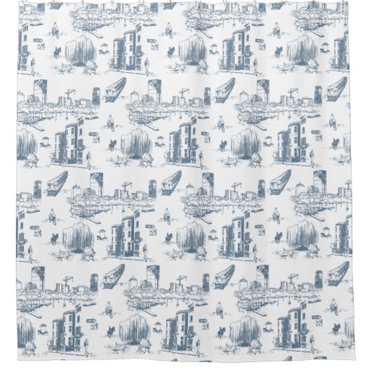 Rideaux De Douche Boston Toile Blue (Devant)