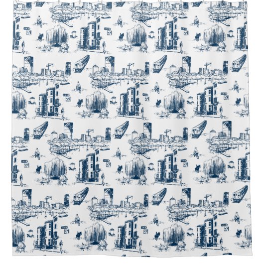 Rideaux De Douche Boston Toile Navy (Devant)