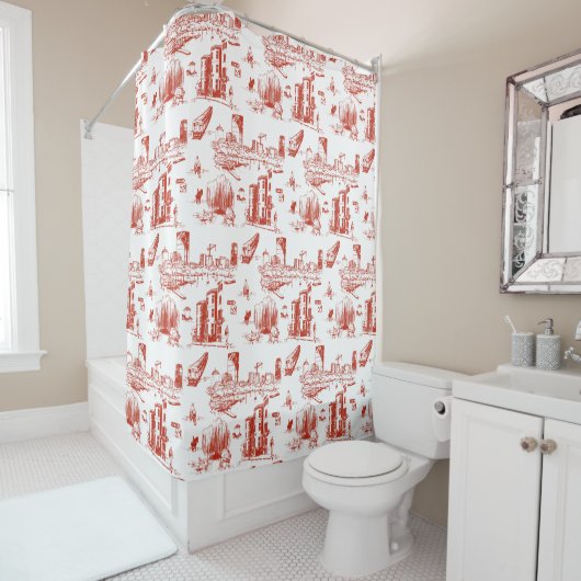 Rideaux De Douche Boston Toile Red (En situation)
