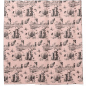 Rideaux De Douche Boston Toile rose et noir (Devant)